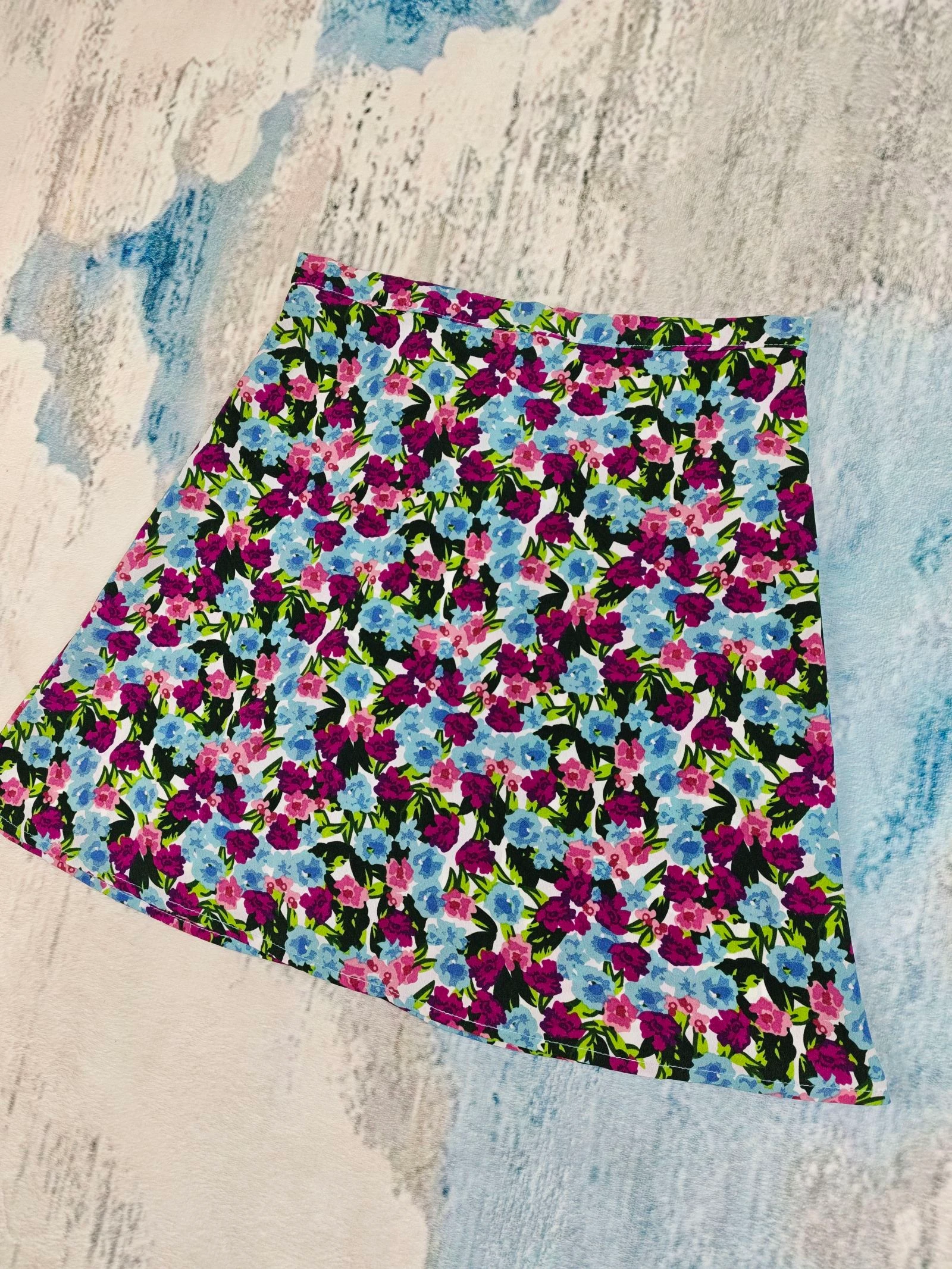 Saia Mini Floral Rosa Azul Estampa Ditsy Cottagecore Y2K Tamanho P – photo 3
